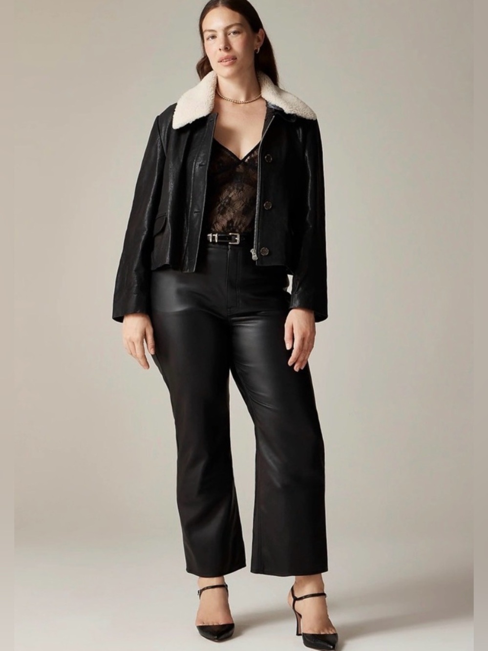J.Crew Slim wide-leg pant in faux leather BU138 size 37 NWT